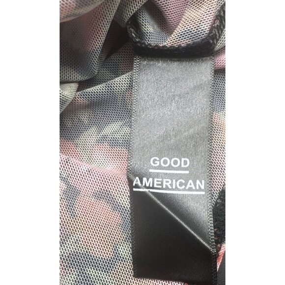 Good American BLACK W/ PINK RED Floral Mesh Mock Neck Bodysuit Thong Sz 2 - Picture 10 of 11